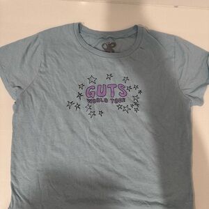 Olivia Rodrigo Guts World Tour Blue Crop T-Shirt Sz XL
